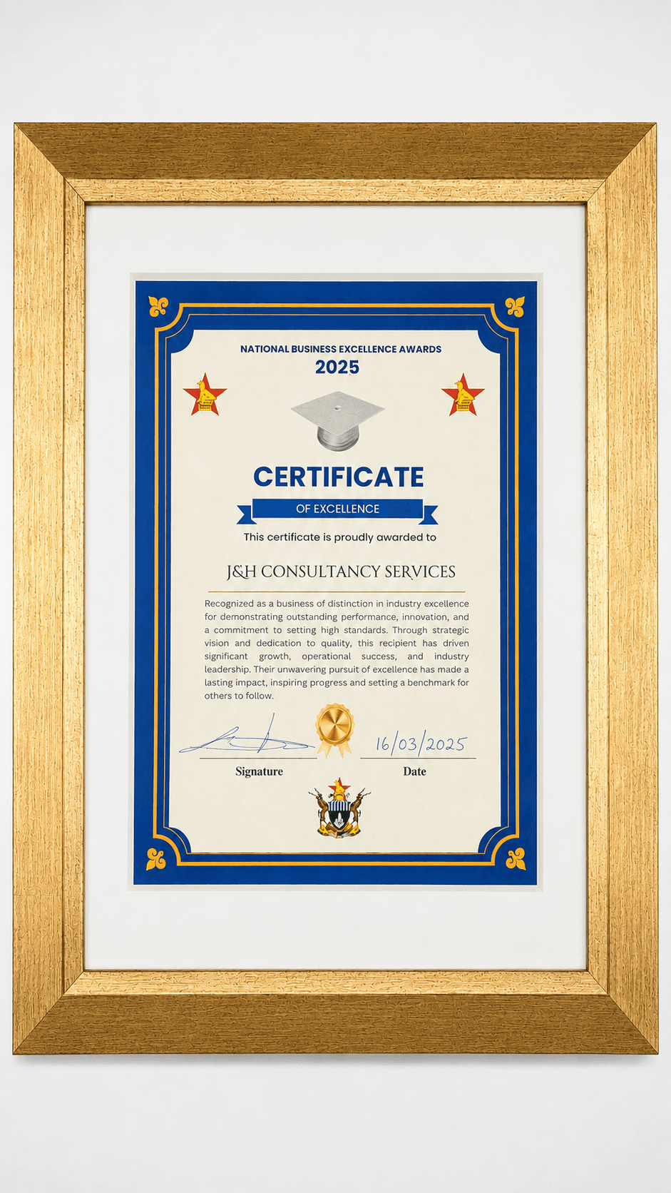 National Business Excellence Awards 2025 — Certificate of Excellence — industry distinction